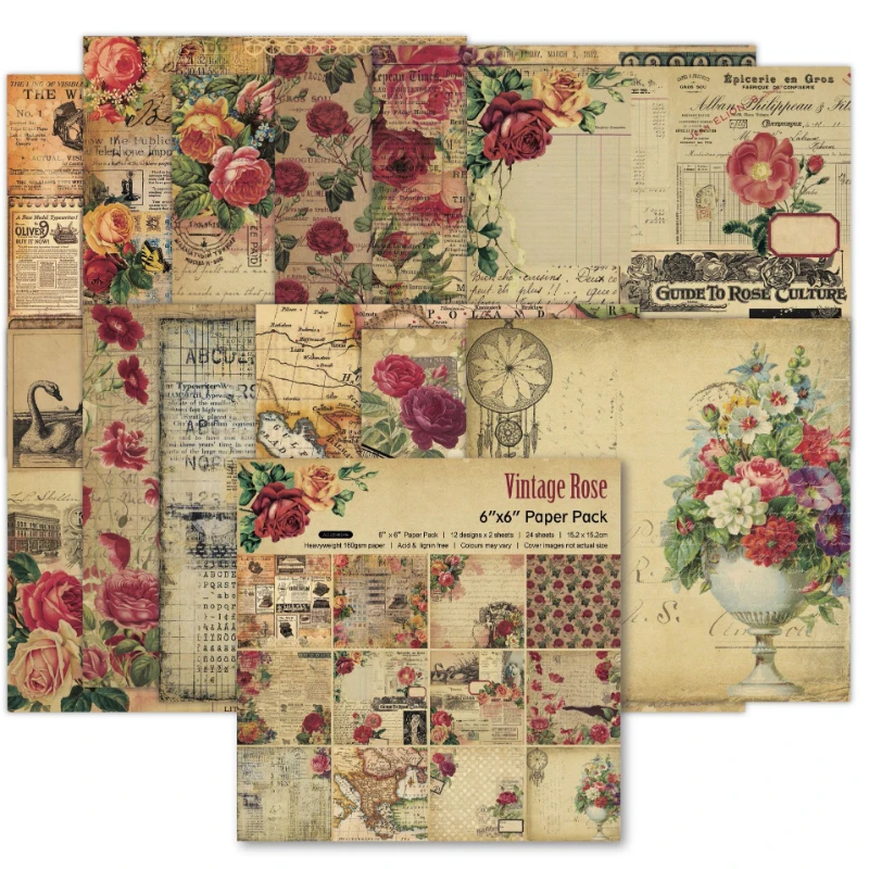 Vintage Junk Journal Scrapbooking Paper - Pad Scrapbook vintage com padrão sortido,