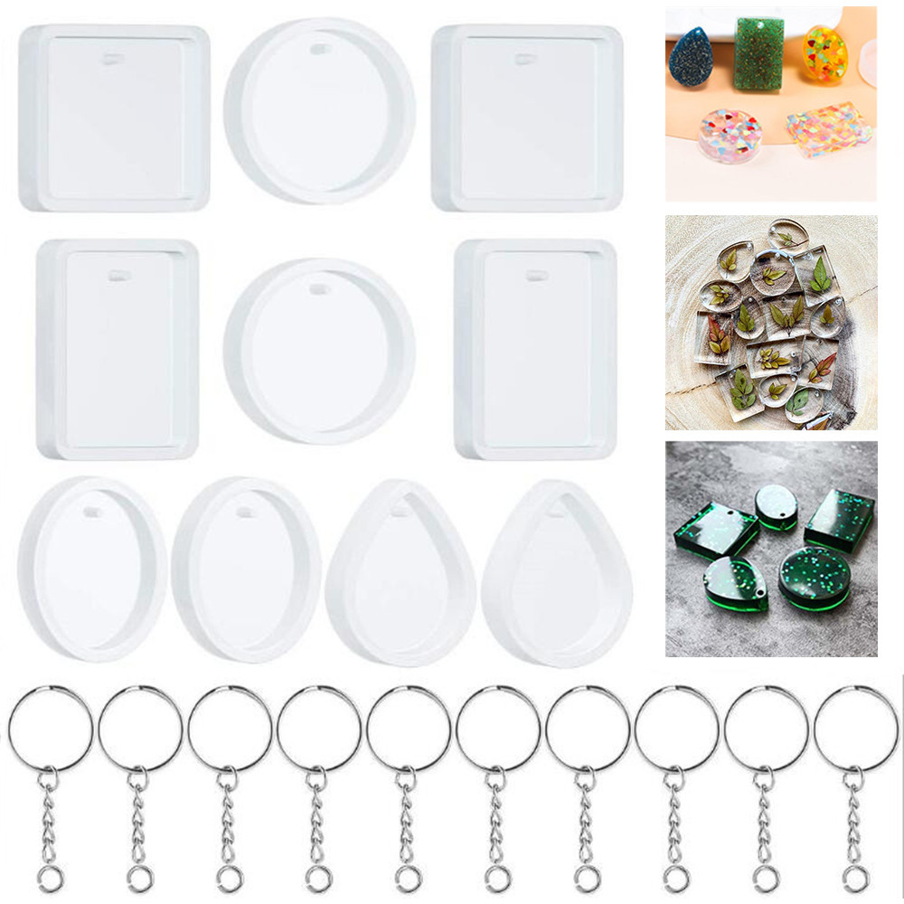 Silicone Epoxy Resin Molds Set - DIY Keychain Pingente Casting Silicone Mold