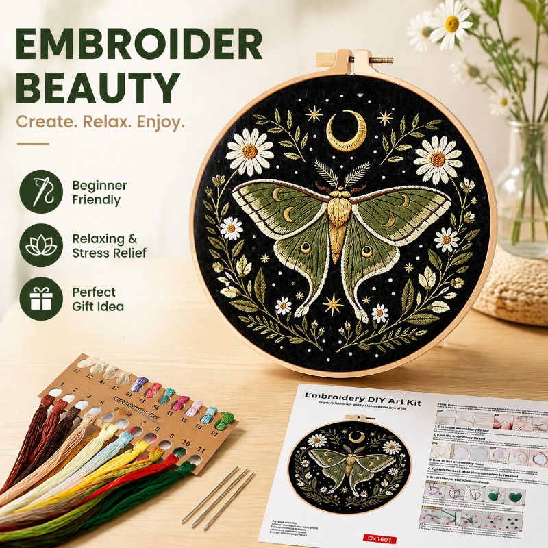 Cross Stitch Stamped Kits Beginners - Kit DIY de Bordado de Borboleta