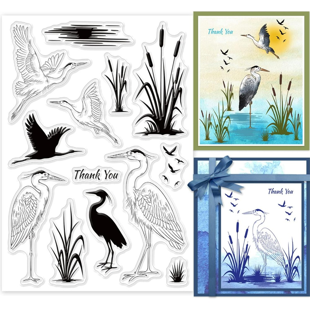 Clear Silicone Stamps For Card Making - Heron claro selos silhueta de terras