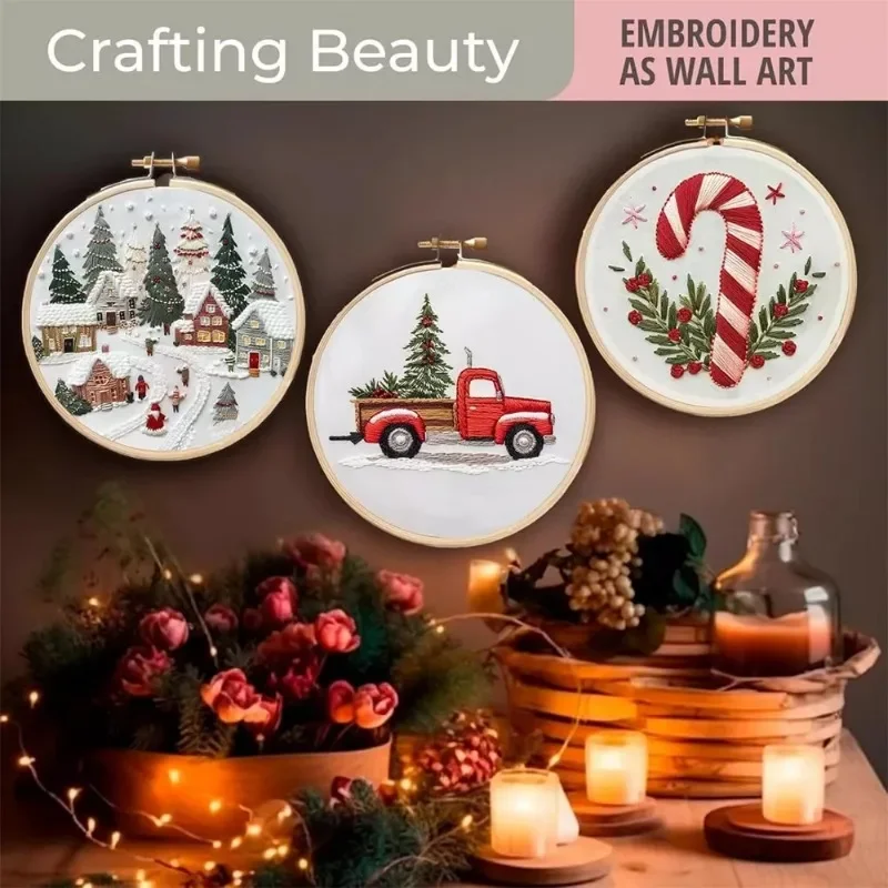 Cross Stitch Stamped Kits Beginners - Kit inicial para bordados manuais para