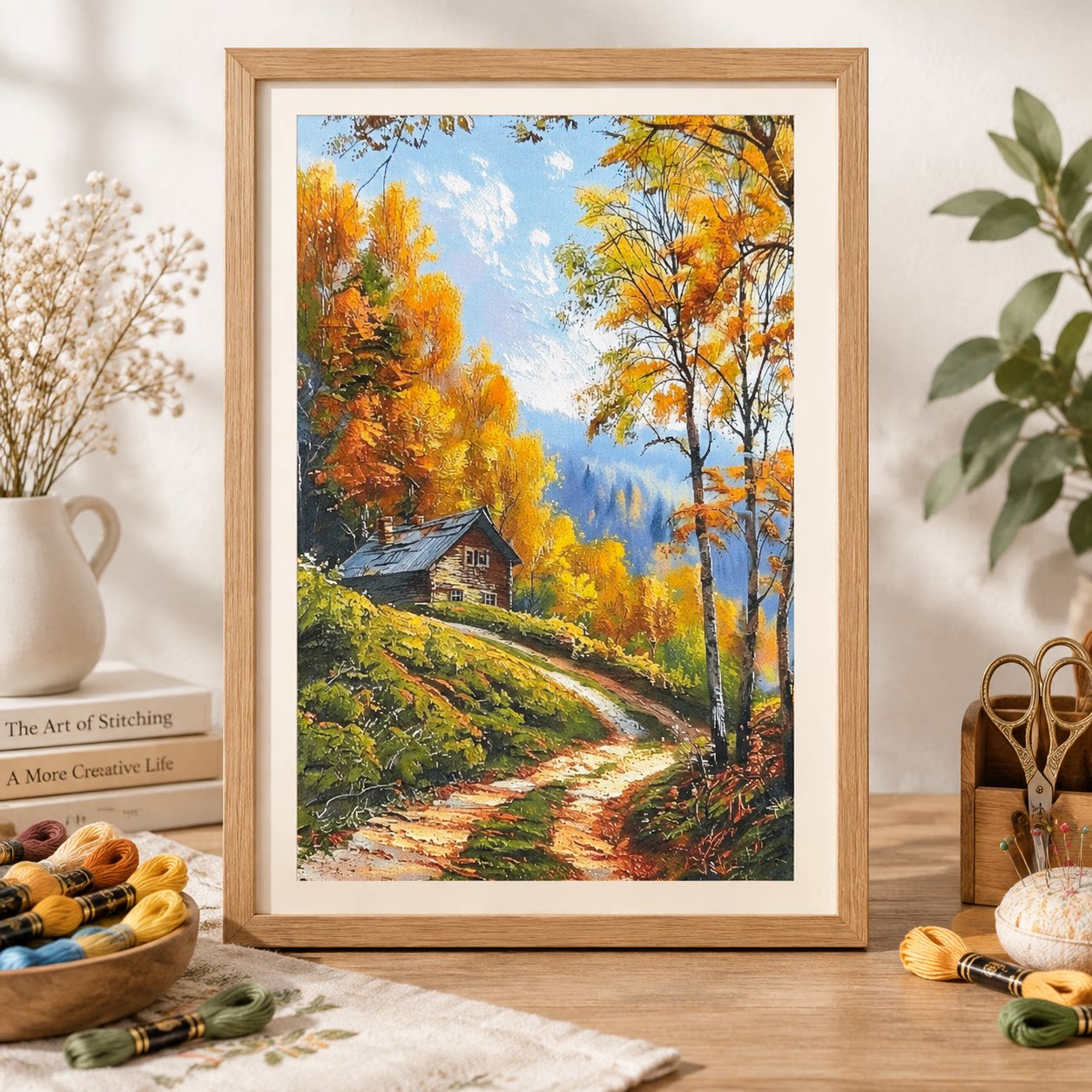 Cross Stitch Stamped Kits Beginners - [ZZ9250-Cabana na Floresta de Outono] Kit