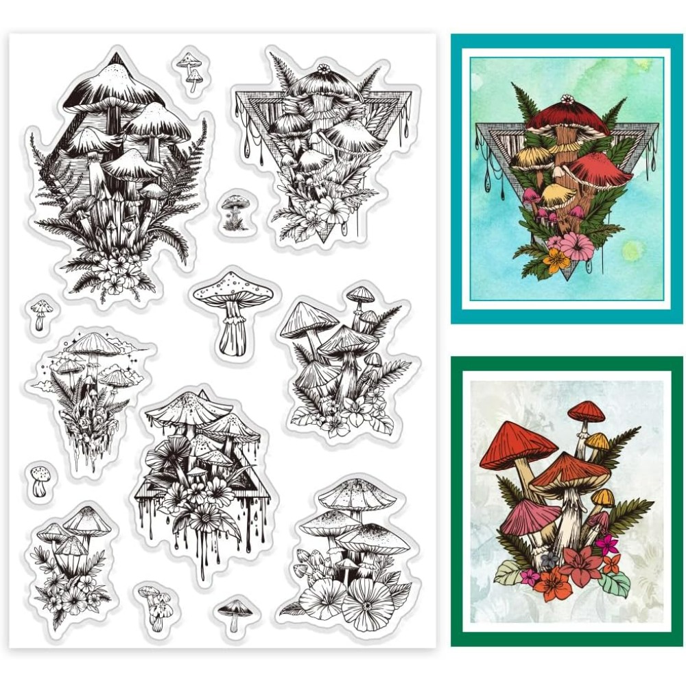 Clear Silicone Stamps For Card Making - Carimbo transparente de cogumelo, carimbo de