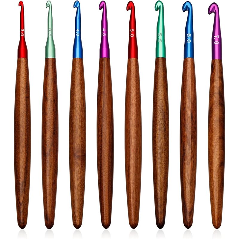 Wooden Crochet Hooks Ergonomic Handle - AB34-ganchos de crochê de alumínio com