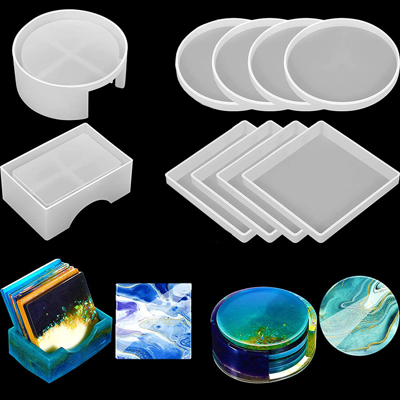 5 Pçs/set DlY Coasters de Copo - Silicone Epoxy Resin Molds Set avaliação e preço
