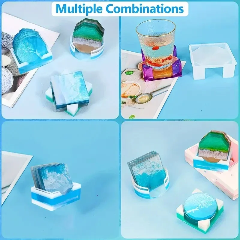 5 Pçs/set DlY Coasters de Copo - Silicone Epoxy Resin Molds Set avaliação e preço