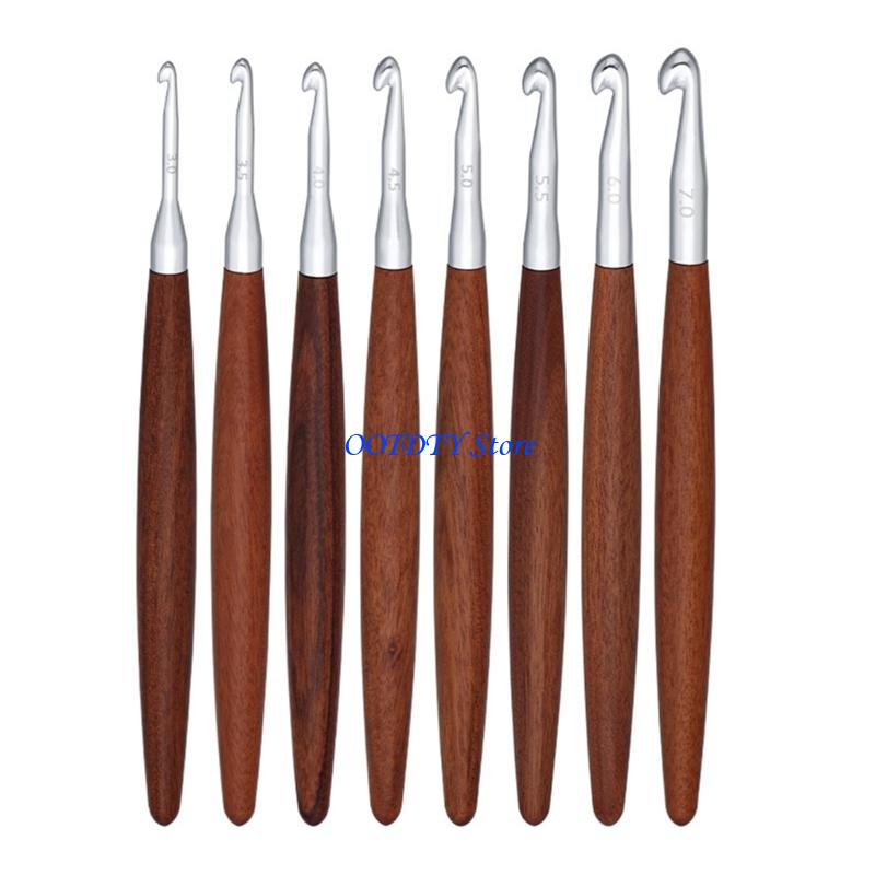 367a 8 peças agulha ergonômica - Wooden Crochet Hooks Ergonomic Handle avaliação e preço