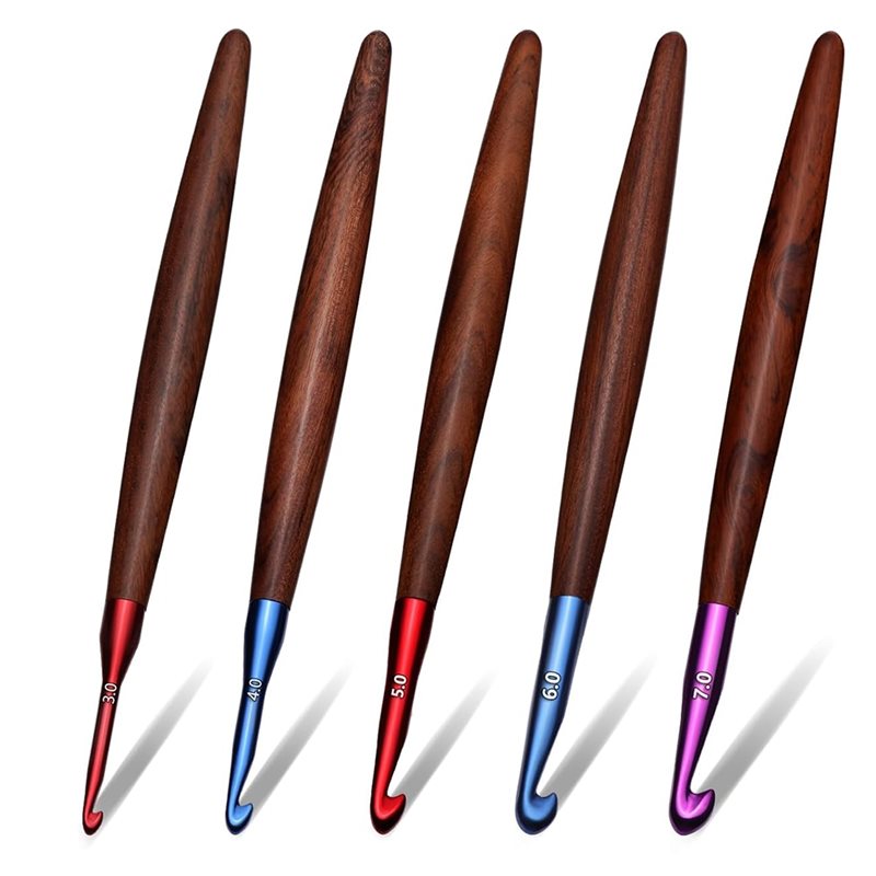 A59Z - Agulhas de Crochê Ergon - Wooden Crochet Hooks Ergonomic Handle avaliação e preço