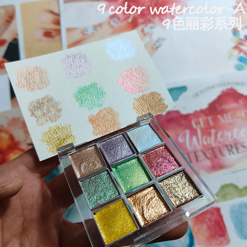 9 cores Nail Solid Pigment Aur - Watercolor Paint Set Solid Pigment avaliação e preço