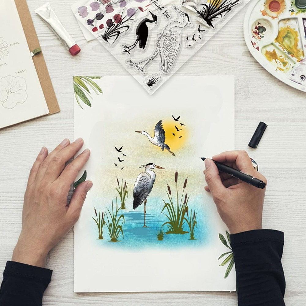 Heron claro selos silhueta de  - Clear Silicone Stamps For Card Making avaliação e preço