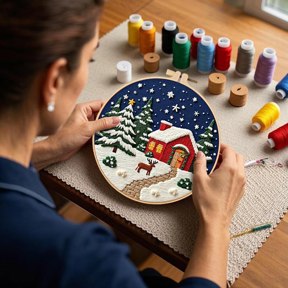 Kit de Bordado de Natal em Tec - Cross Stitch Stamped Kits Beginners avaliação e preço