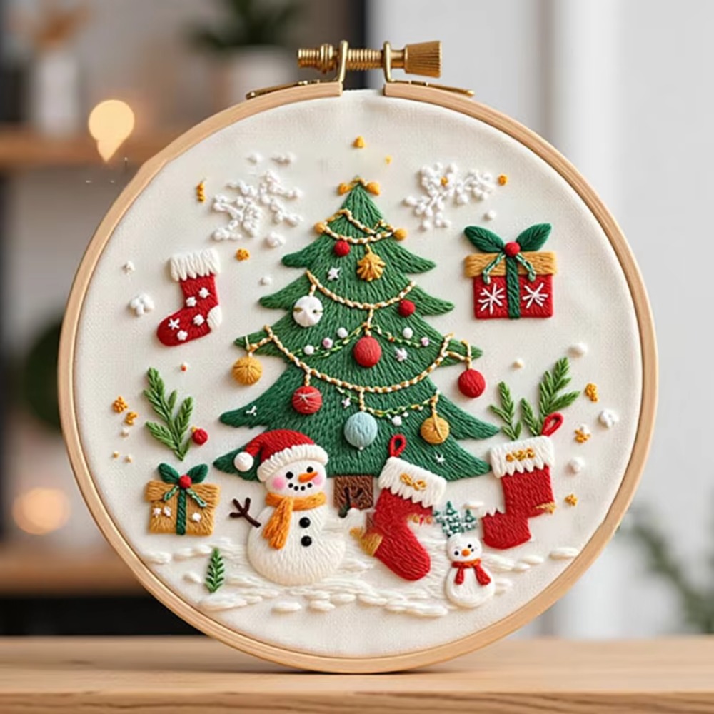 Kit de Bordado de Natal em Tec - Cross Stitch Stamped Kits Beginners avaliação e preço