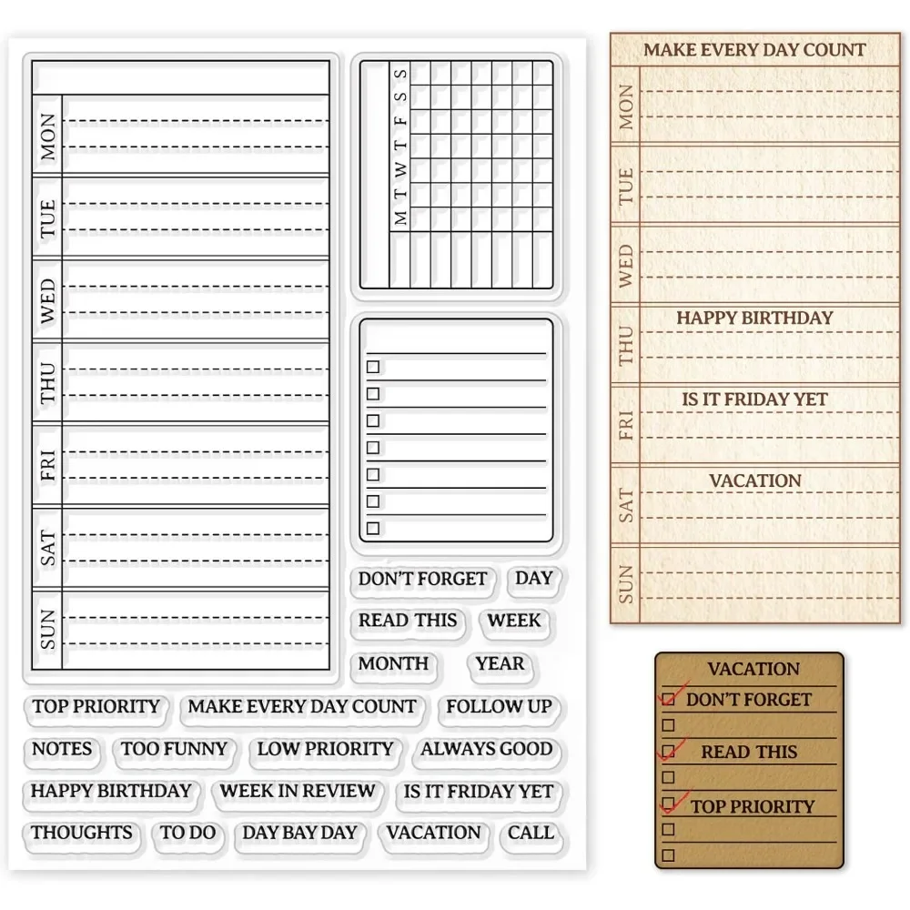 Plan semanal selo claro calend - Clear Silicone Stamps For Card Making avaliação e preço
