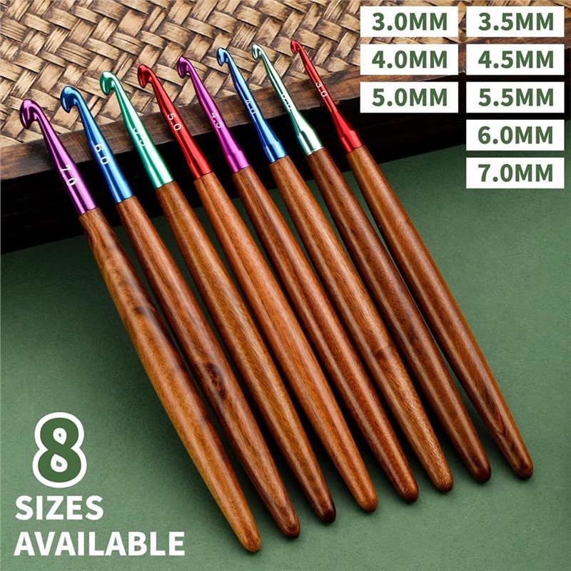 AB34-ganchos de crochê de alum - Wooden Crochet Hooks Ergonomic Handle avaliação e preço