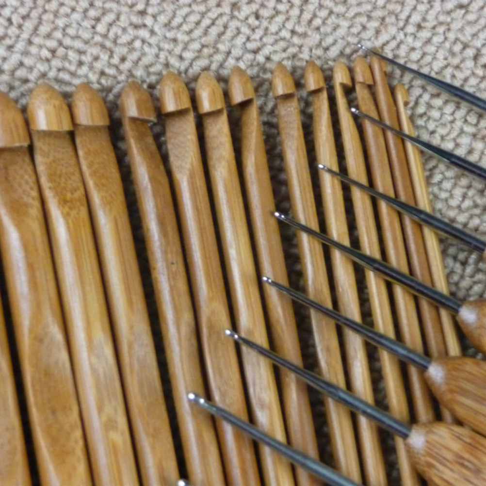 Conjunto de 12 Agulhas de Tric - Wooden Crochet Hooks Ergonomic Handle avaliação e preço